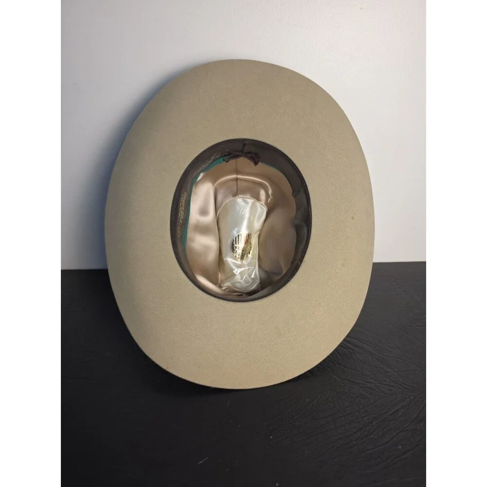 Cowboy Hat Beige Fur Felt 7 3/4 Sheplers Late 1970s 80s Ribbon